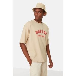 Trendyol Men's Oversize/Wide Cut City Printed Crewneck Short Sleeved 100% Cotton T-Shirt.