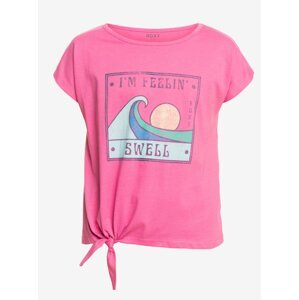 Růžové holčičí tričko s uzlem Roxy Pura Playa - Holky