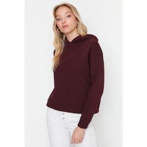 Trendyol Claret Red Regular/Normal fit Basic Hoody, Fleece Inner Knitted Sweatshirt