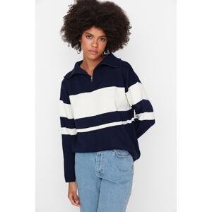 Trendyol Navy Blue Wide fit Basic Color Block Knitwear Sweater