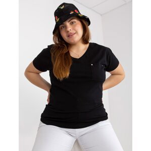 Černé dámské základní bavlněné tričko plus size velikosti