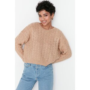 Trendyol Camel Crop Soft Textured Knitwear Sweater