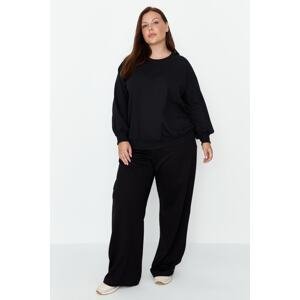 Trendyol Curve Black Wide-Fit Slim Knitted Sweatpants