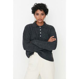 Trendyol Anthracite Wide fit Soft Textured Knitwear Sweater