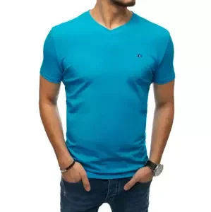 Pánské jednobarevné tričko tyrkysové Dstreet
