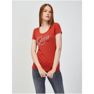 Červené dámské tričko Guess Bryanna - Dámské