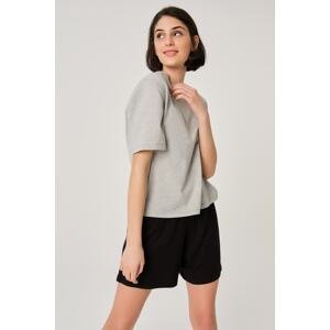 Dagi Women's Gray Melange Modal Padded Short Sleeve T-shirt.