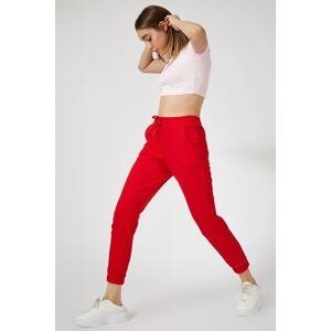 Happiness İstanbul Women's Red Sweatpants with Pockets