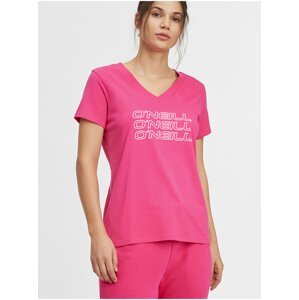 ONeill Růžové dámské tričko O'Neill Triple Stack V-Neck - Dámské