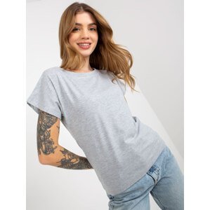 Šedé dámské basic tričko s kulatým výstřihem
