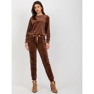 Women's brown velour set with trousers RUE PARIS