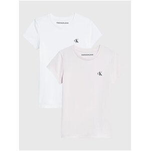 Sada dvou holčičích triček v růžové a bílé barvě Calvin Klein Jea - Holky