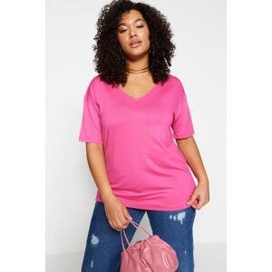 Trendyol Curve Pink Knitted Back Detailed T-Shirt