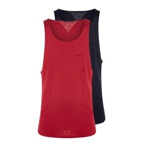 Trendyol Claret Red-Navy Blue Men's Basic Regular/Normal Cut 2-Package Sleeveless T-Shirt/Athlete with Pockets