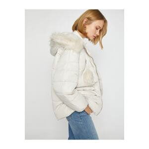 Koton Hooded Short Puffer Jacket with Plush Detail