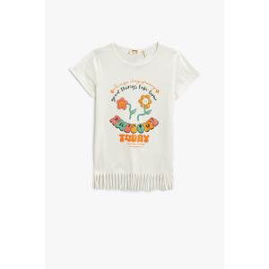 Koton Tassel T-Shirt Printed Short Sleeve Crew Neck Cotton