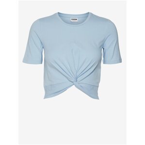 Světle modré dámské cropped tričko s uzlem Noisy May Twiggi - Dámské