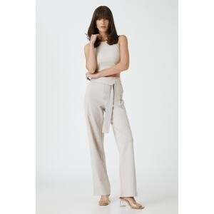 Koton Straight Leg Trousers Knitted with Belted Waist