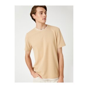 Koton Basic Woven T-Shirt Crew Neck Short Sleeve Slim Fit