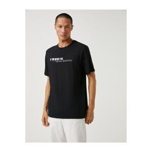 Koton Basic T-Shirt with Slogan Printed Crew Neck Short Sleeves