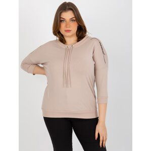 Dámská halenka plus size s 3/4 rukávy - béžová