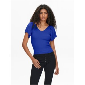 Tmavě modré dámské žebrované tričko ONLY Leelo - Dámské