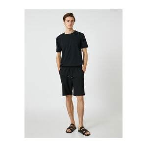 Koton Basic Woven Shorts with Lace Waist and Pocket Detail