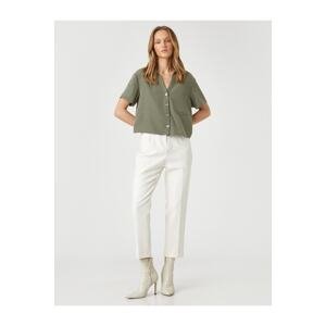 Koton Crop Shirt Short Sleeve Pocket Modal Blended