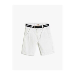 Koton Basic Bermuda Shorts with Belt Detail, Pockets, Cotton, Adjustable Elastic Waist