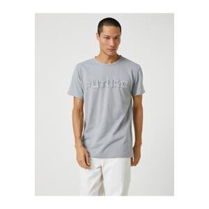 Koton Basic T-Shirt with Relief Slogan Print Crew Neck Short Sleeves