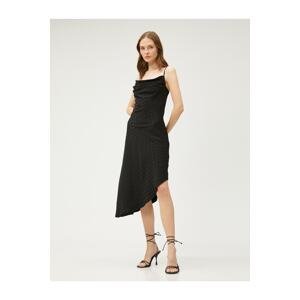 Koton Midi Length Party Dress with Plunging Collar