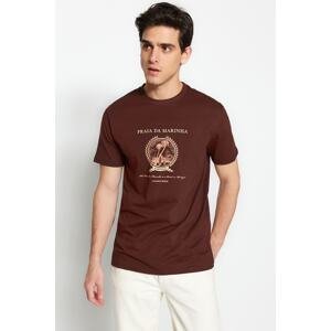 Trendyol Men's Brown Regular Crew Neck Short Sleeve T-Shirt