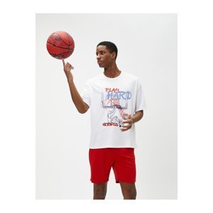 Koton Sports Oversize T-Shirt Basketball Printed Crew Neck Short Sleeve