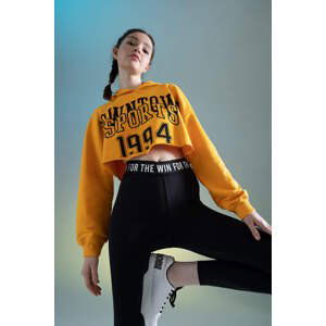 DEFACTO Long Sleeve Printed Crop Hoodie