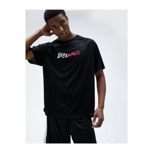 Koton Sports Oversized T-Shirt with Slogan Print Crew Neck Raglan Sleeve