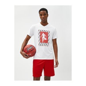 Koton Sports Oversized T-Shirt with Basketball Print. Crew Neck Short Sleeved.
