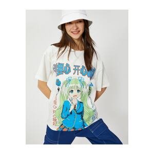 Koton Anime T-Shirt Oversize Short Sleeve Crew Neck Cotton