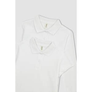 DEFACTO Girl Regular Fit Polo Neck Pique 2-piece Long Sleeved Polo T-Shirt