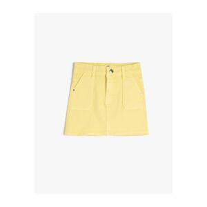 Koton Denim Skirt Mini Size Pocketed Cotton Adjustable Elastic Waist