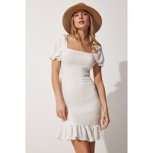 Happiness İstanbul Square Neck Guipure Mini Knitted Dress