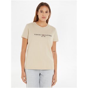 Béžové dámské tričko Tommy Hilfiger - Dámské