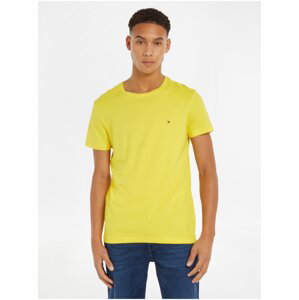 Žluté pánské basic tričko Tommy Hilfiger - Pánské