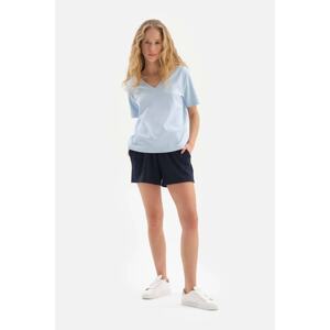 Dagi Navy Blue Pocket Knitted Shorts