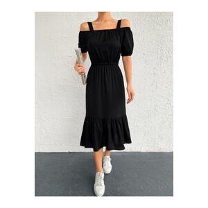 armonika Women's Black Strapless Dress with Elastic Waist