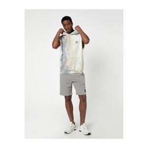 Koton Bermuda Shorts with a lace-up waist. Dog Embroidered Slim Fit with Pocket.
