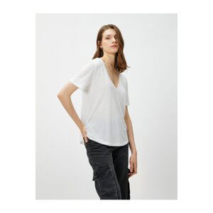 Koton Basic V-Neck T-Shirt with Short Sleeves