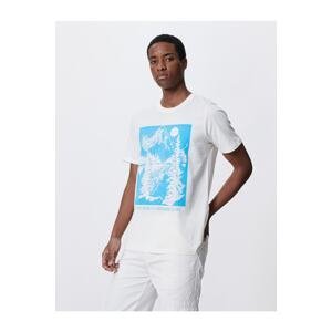 Koton Slogan Printed T-Shirt with a Landscape Detail, Slim Fit Crew Neck Cotton.