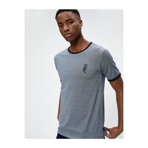 Koton Bird Embroidered T-Shirt Crew Neck Short Sleeve Slim Fit