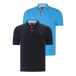 DUAL SET T8582 DEWBERRY MENS T-SHIRT-NAVY BLUE-DARK TURQUOISE