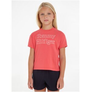 Tmavě růžové holčičí tričko Tommy Hilfiger - Holky